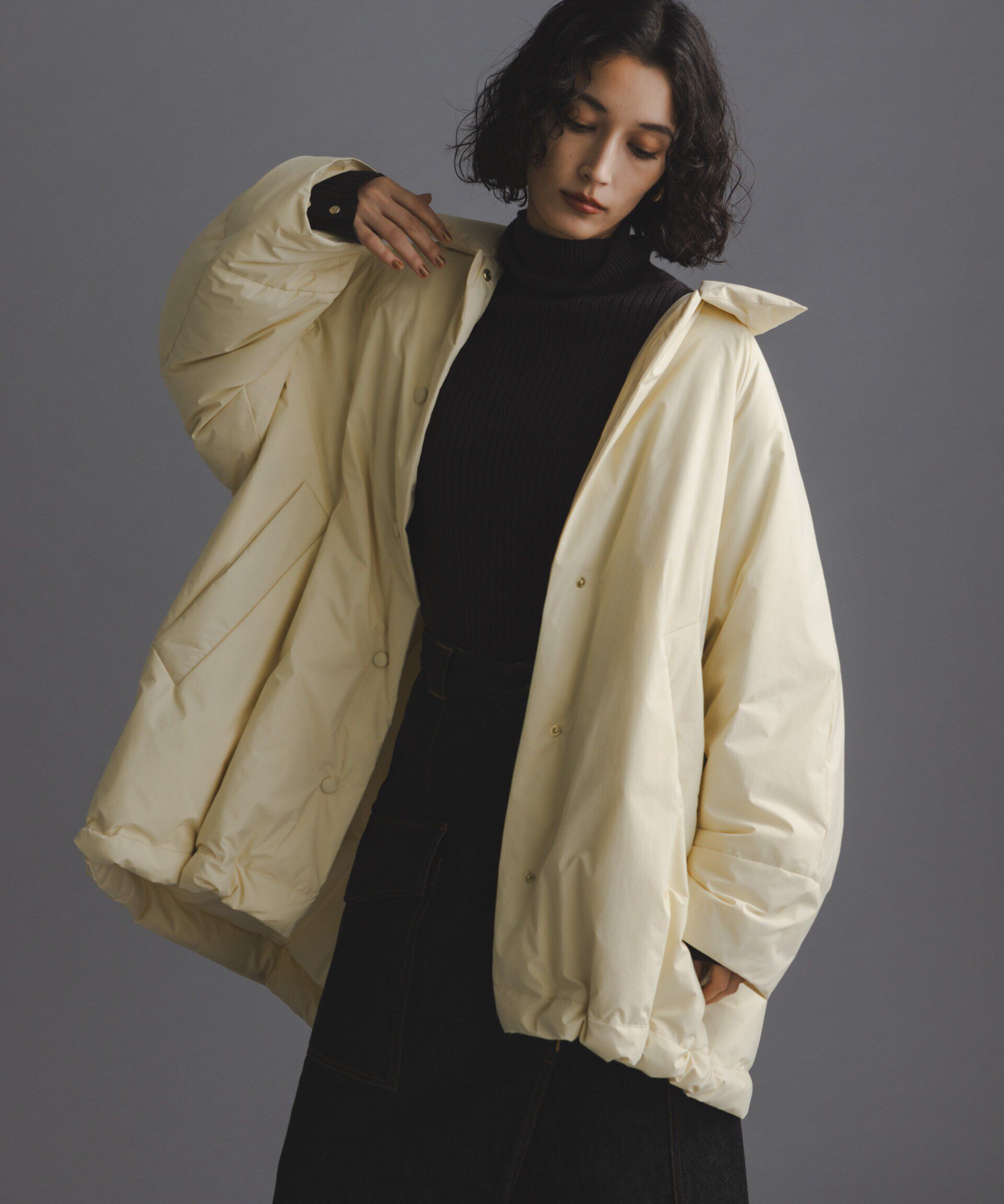 nano･universe「「西川ダウン(R)」ミドル丈バックタックコート」|ダウン|クリーム5