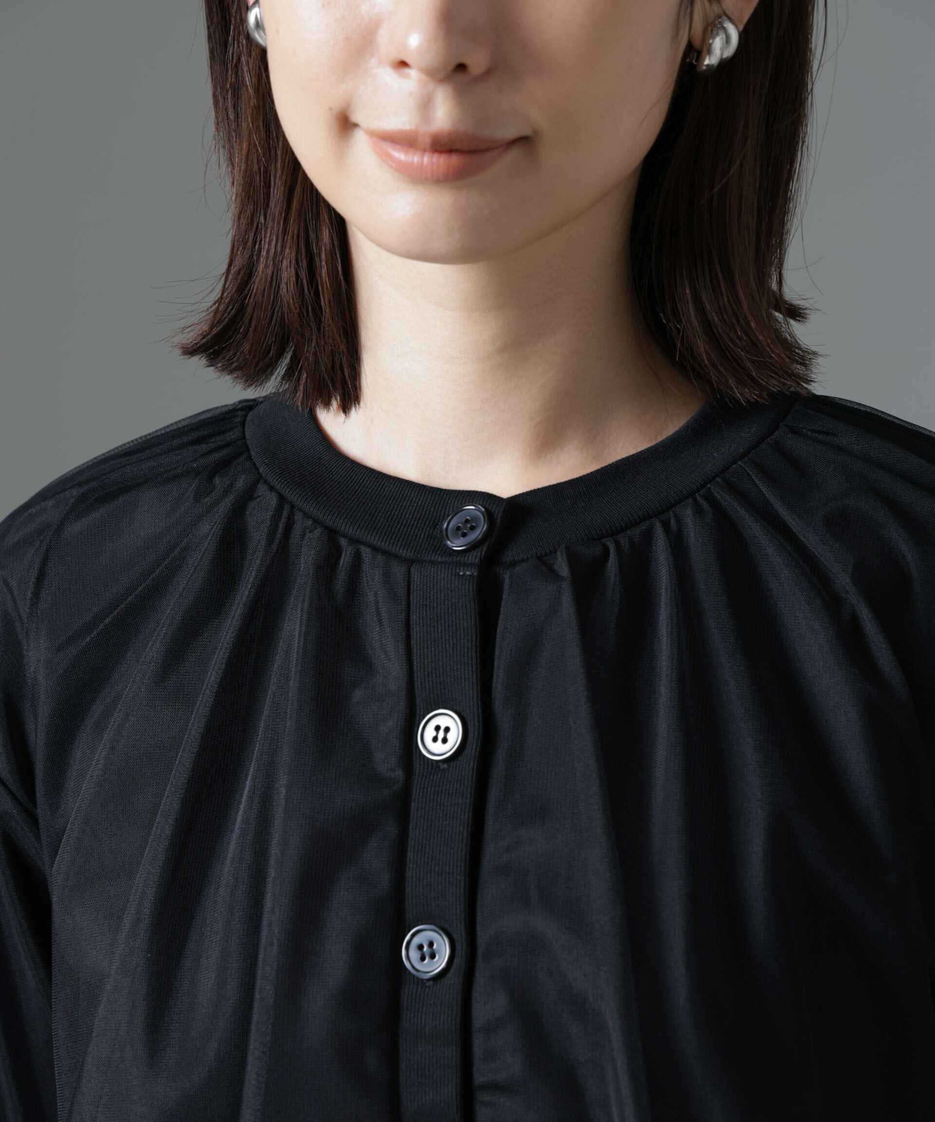 nano･universe「チュールコンビカーディガン」|Tシャツ・カットソー|