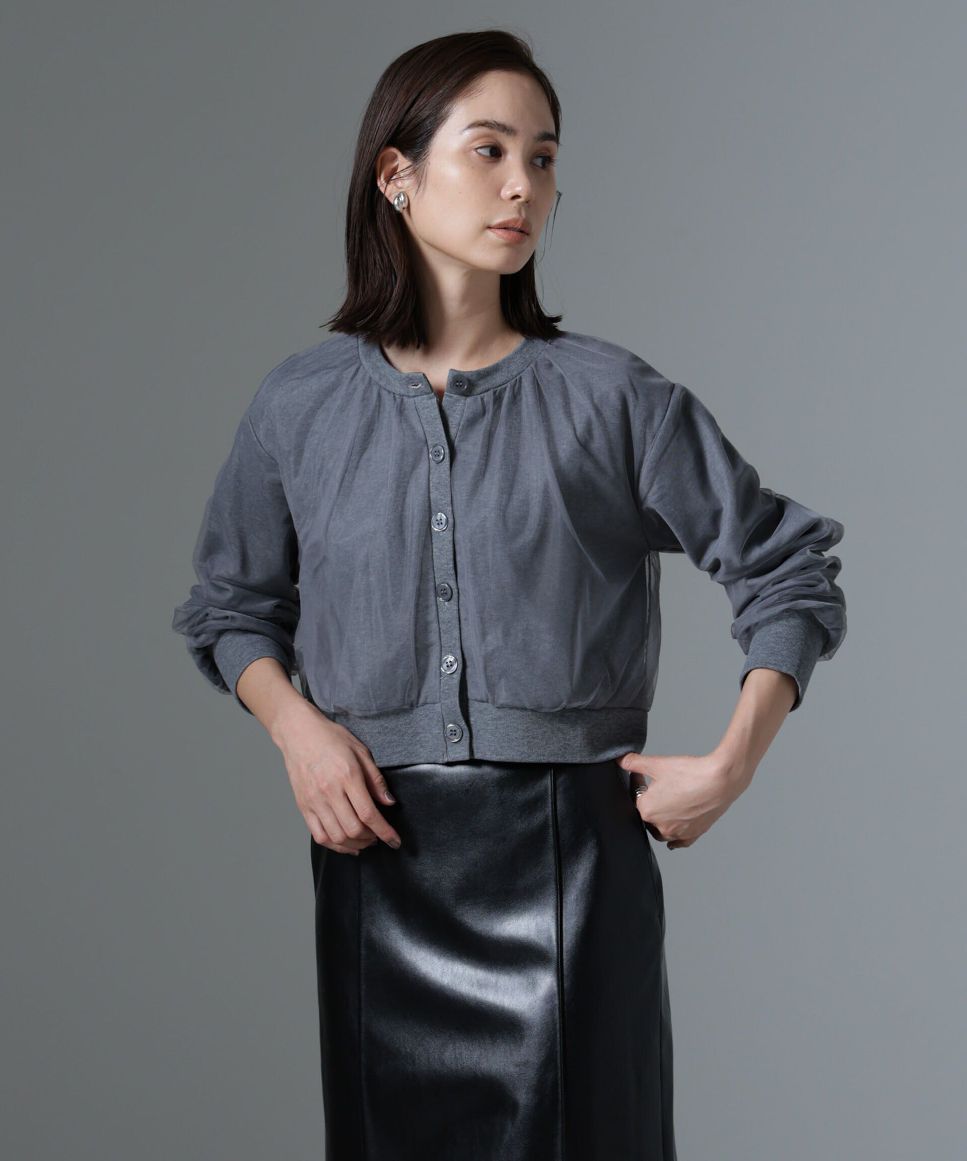 nano･universe「チュールコンビカーディガン」|Tシャツ・カットソー|