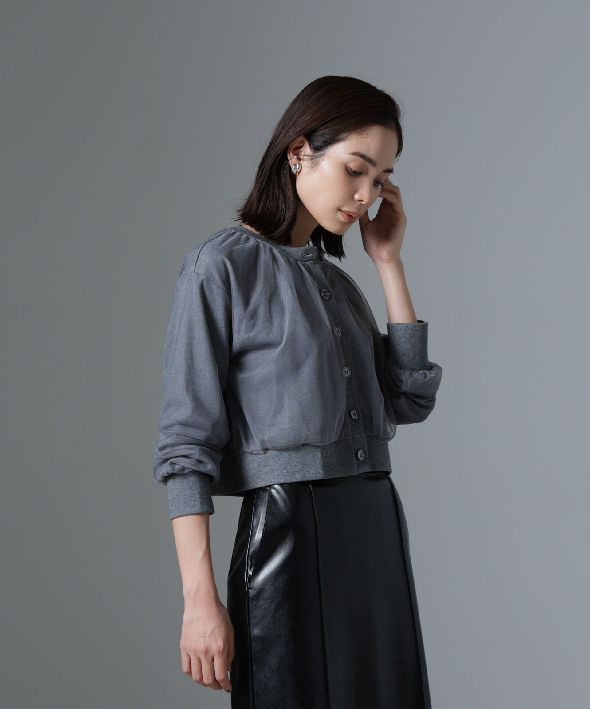 nano･universe「チュールコンビカーディガン」|Tシャツ・カットソー|