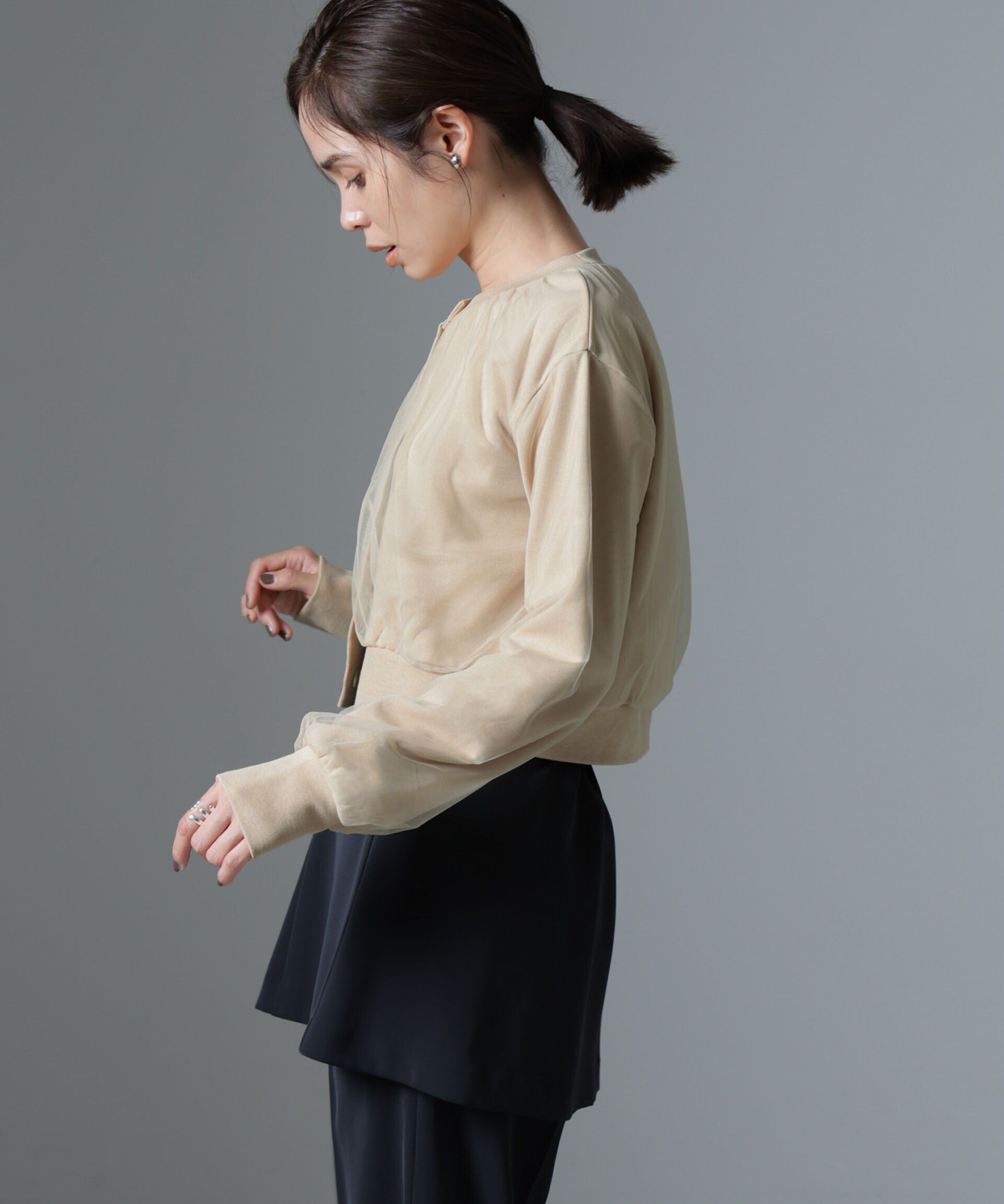 nano･universe「チュールコンビカーディガン」|Tシャツ・カットソー|