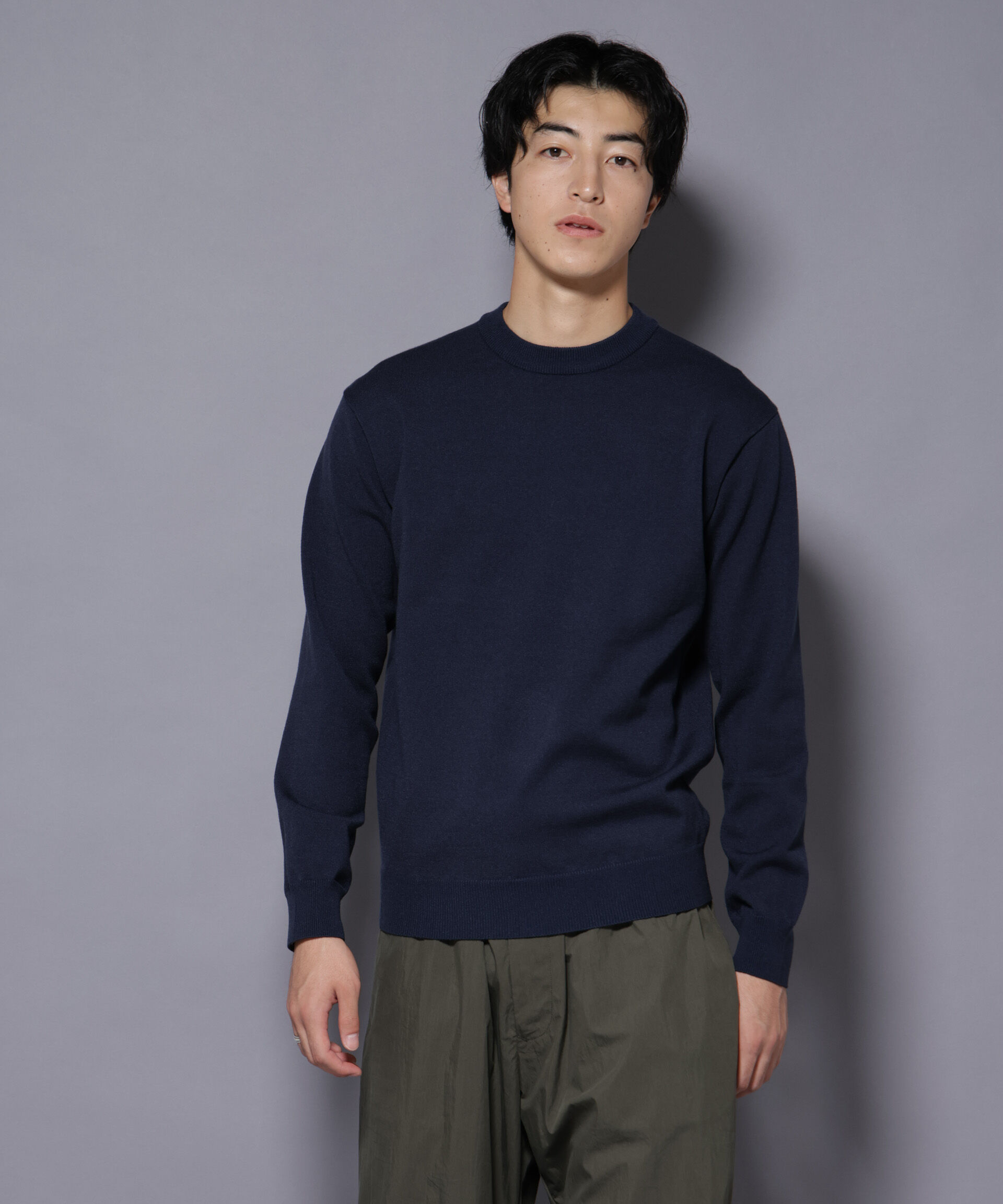 nano･universe「ダブルフェイスストレッチモックネックニット」|ニット・セーター|