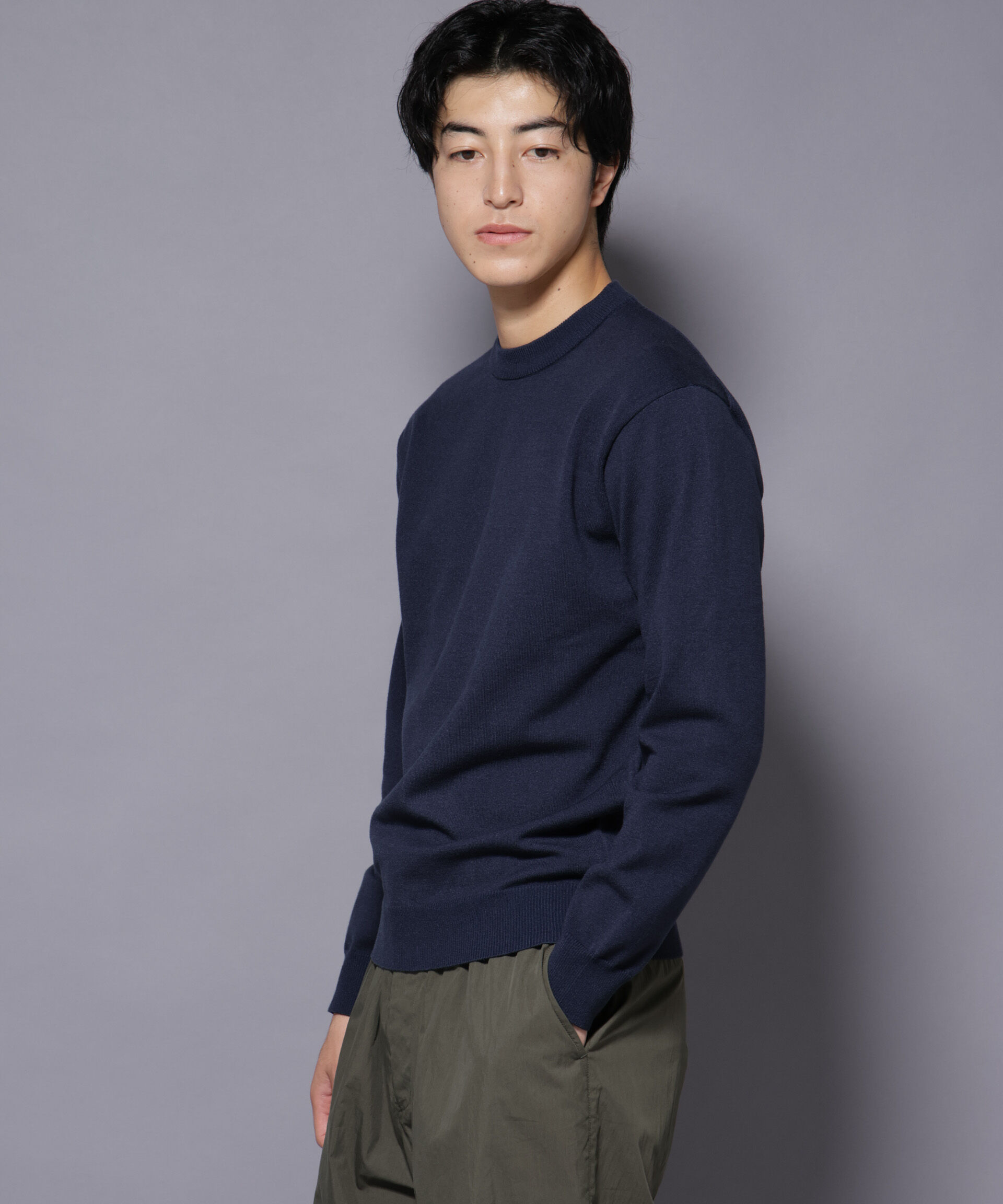 nano･universe「ダブルフェイスストレッチモックネックニット」|ニット・セーター|