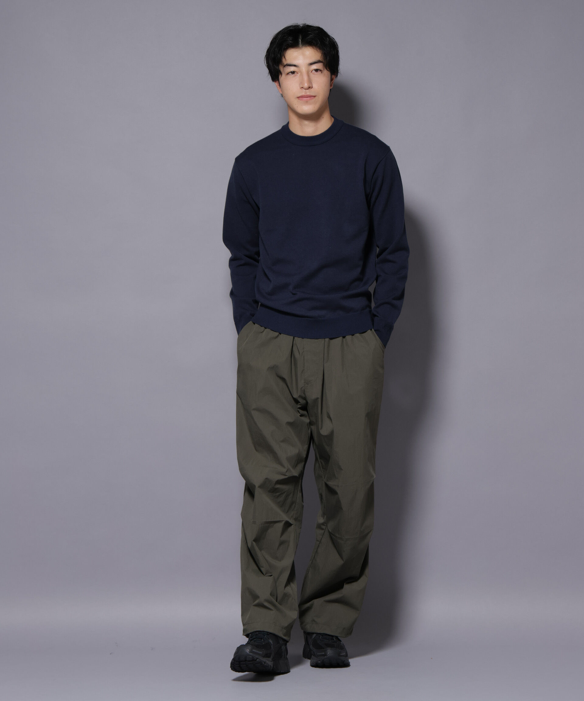 nano･universe「ダブルフェイスストレッチモックネックニット」|ニット・セーター|