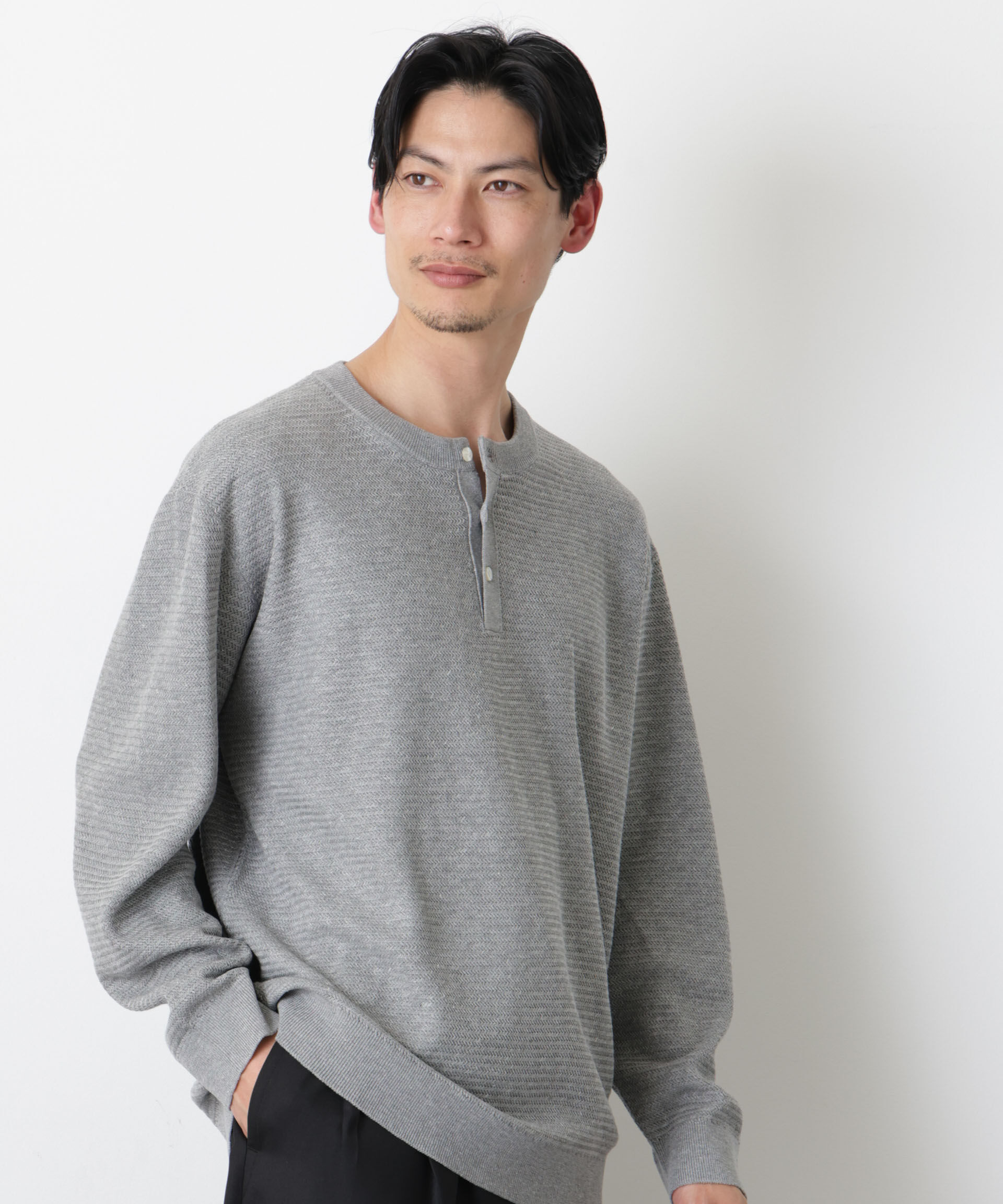 nano･universe「テクスチャーヘンリーネックニット」|ニット・セーター|