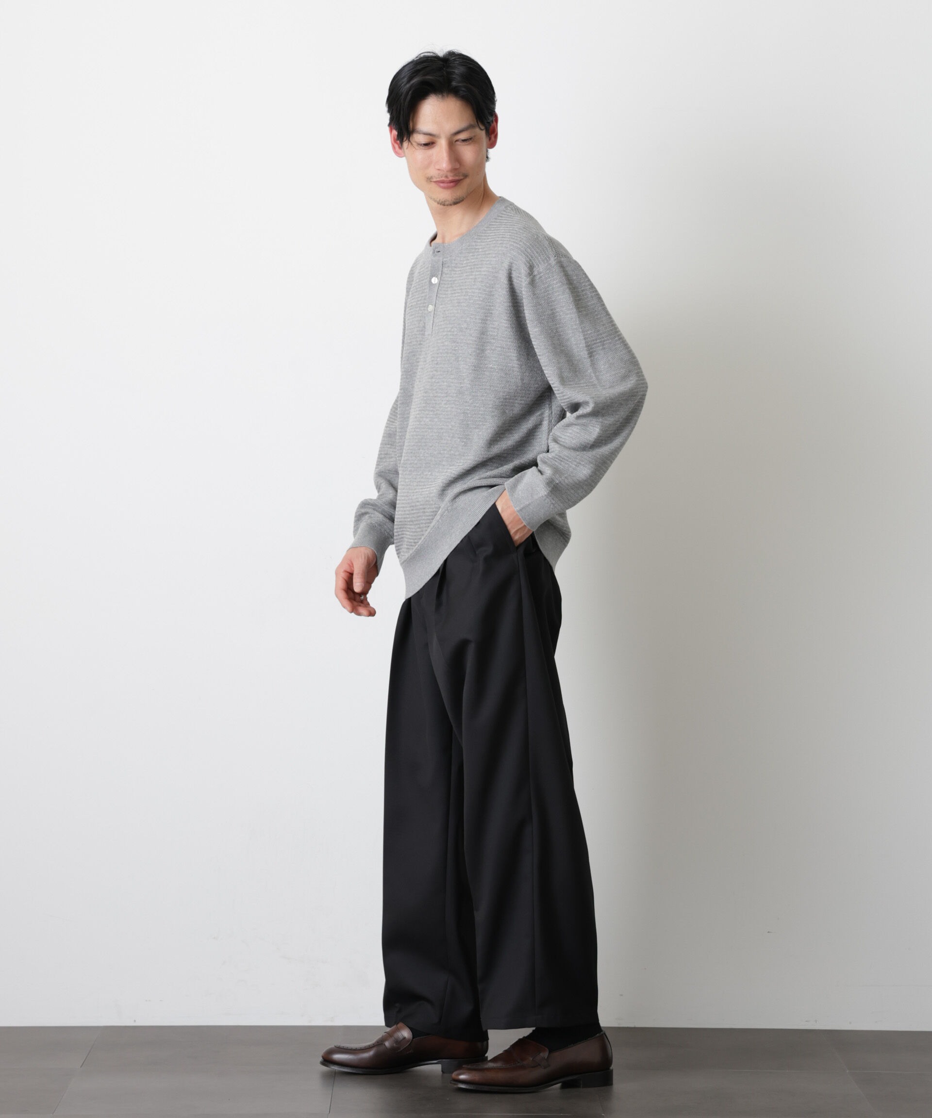 nano･universe「テクスチャーヘンリーネックニット」|ニット・セーター|