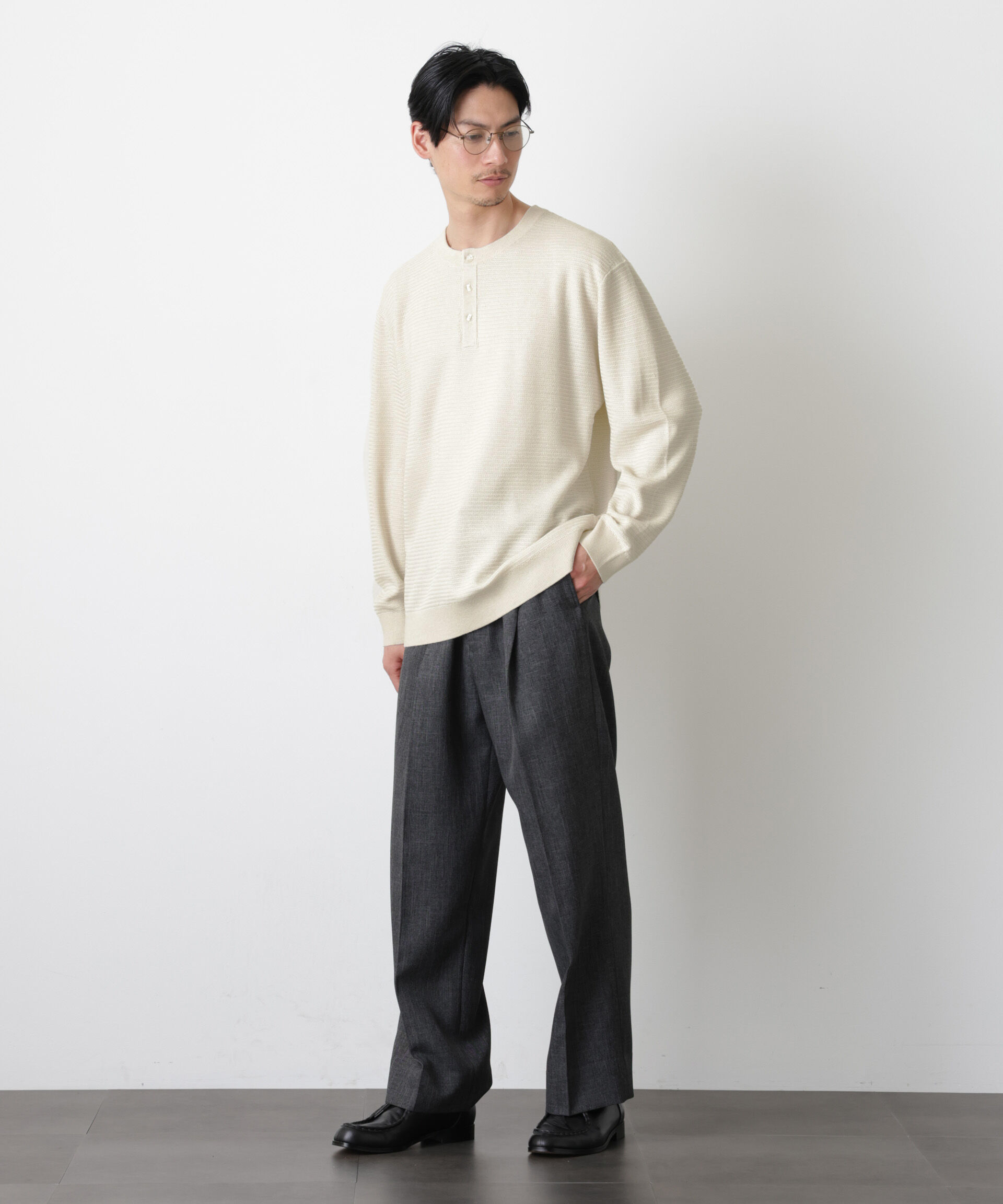 nano･universe「テクスチャーヘンリーネックニット」|ニット・セーター|