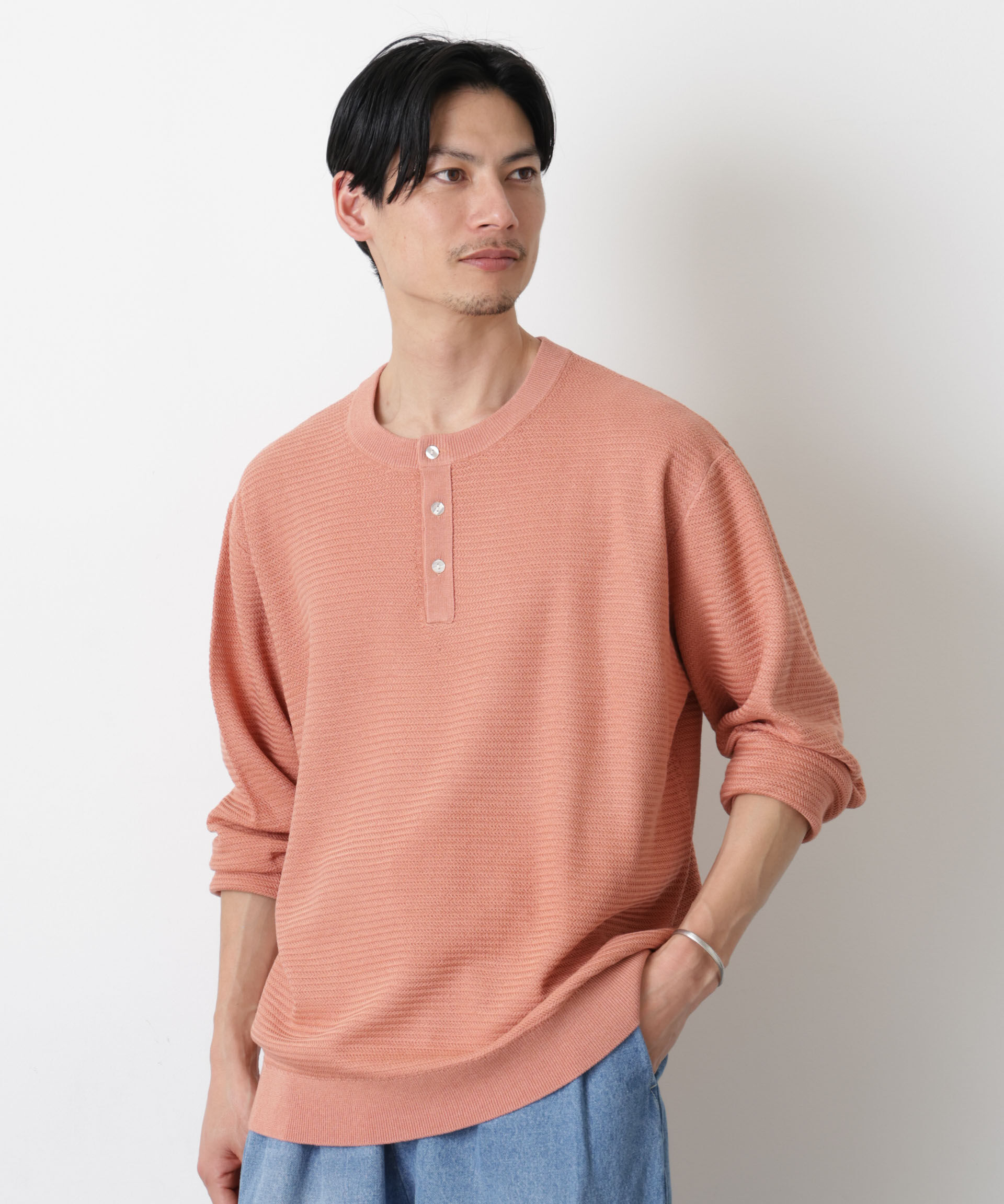 nano･universe「テクスチャーヘンリーネックニット」|ニット・セーター|