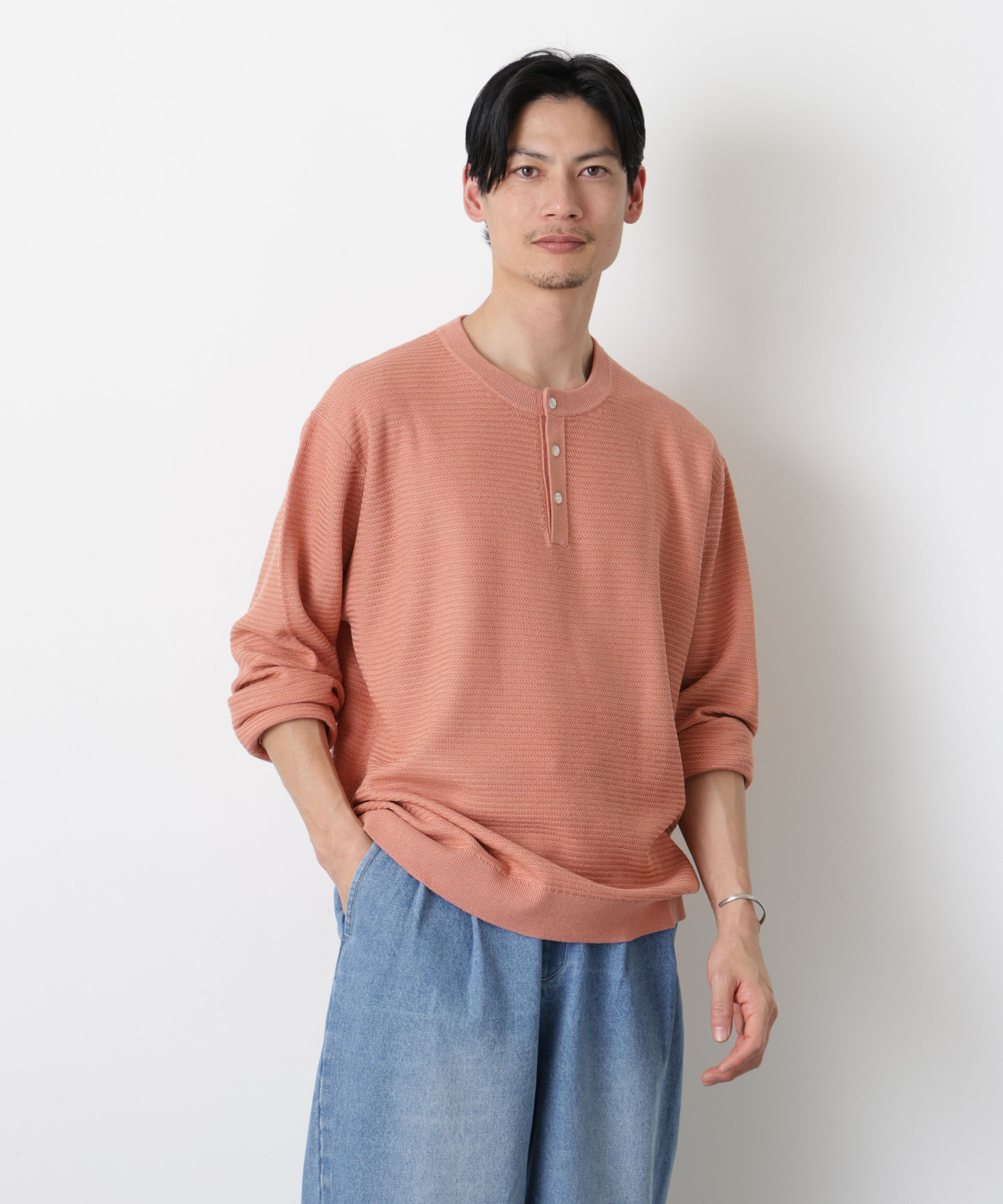 nano･universe「テクスチャーヘンリーネックニット」|ニット・セーター|