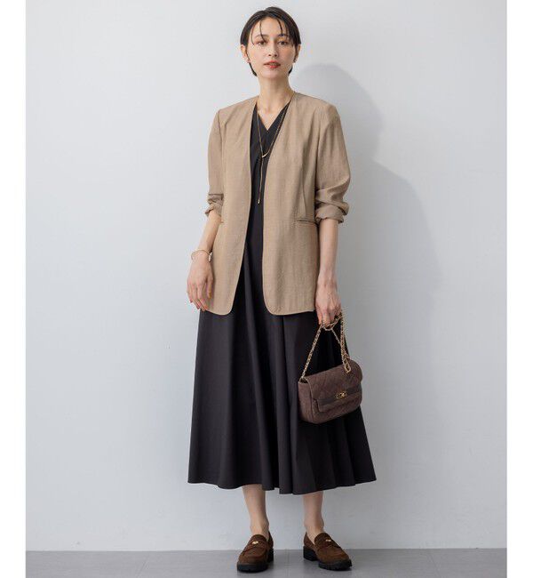 23区「【接触冷感/撥水加工/洗える】ストレッチブロード Vネックワンピース」|ワンピース|