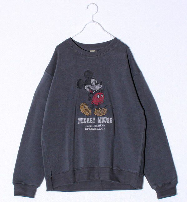 GLOSTER「【ミッキー】UNISEX アップリケ＆フロッキー＆横振り刺繍 裏起毛スウェット」|スウェット・ジャージ|