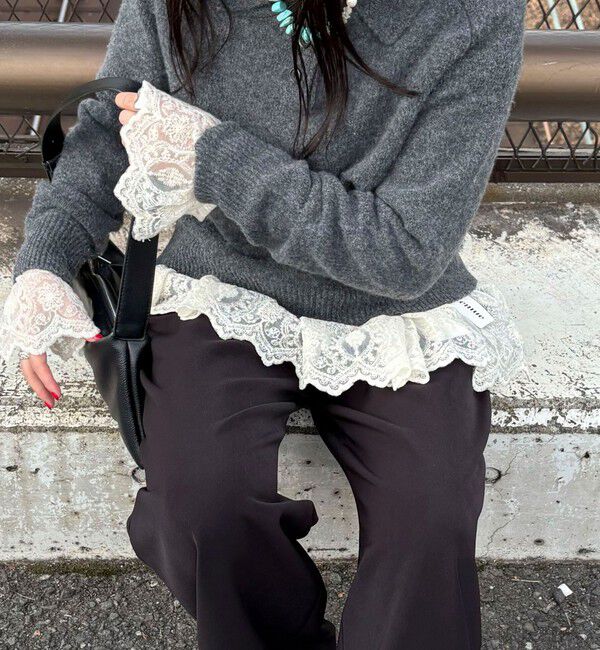 fredy emue「レースドッキングロンTシャツ」|Tシャツ・カットソー|