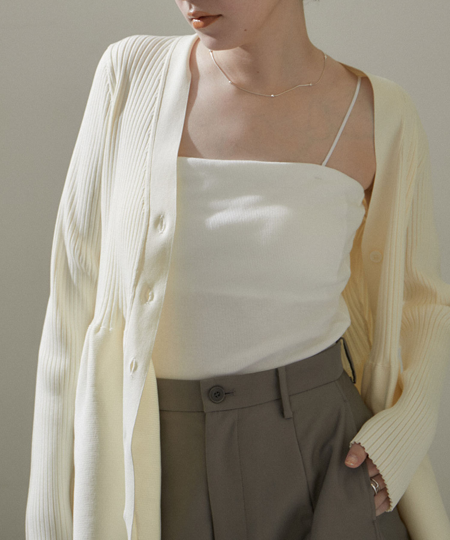 SALON adam et rope'「【追加】コットンリブカップ付きベアキャミ2」|チューブトップ|