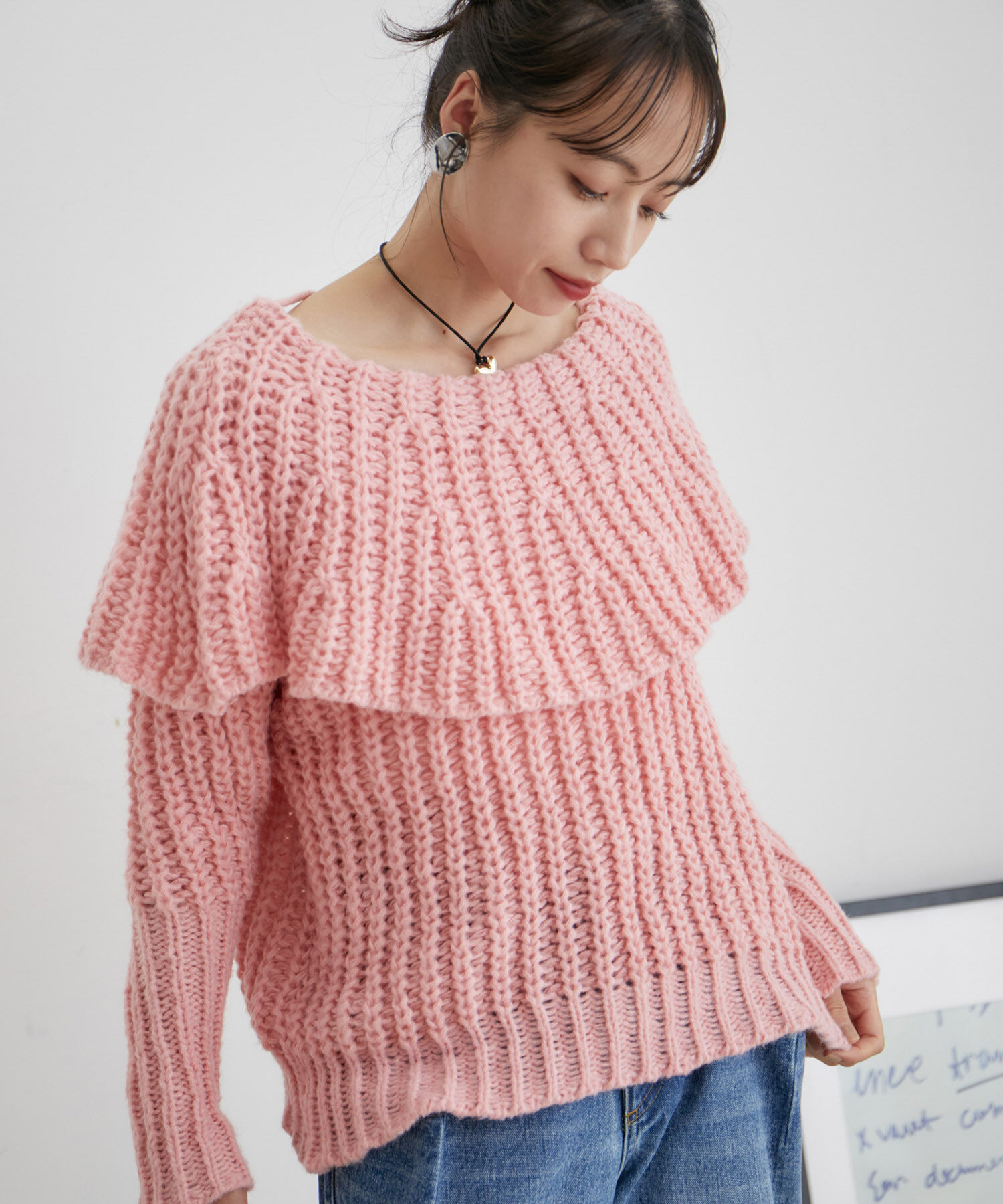 VIS「ビッグカラーざっくりニットプルオーバー【WEB・アウトレット限定】」|ニット・セーター|