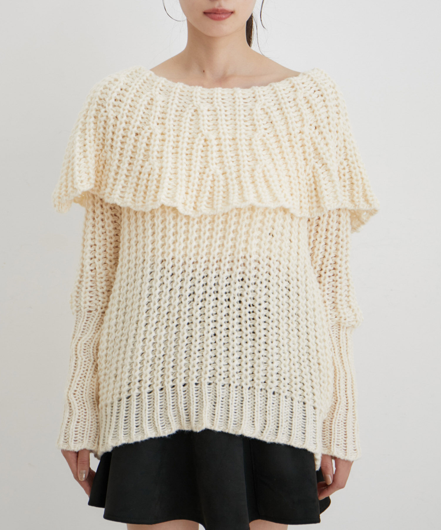 VIS「ビッグカラーざっくりニットプルオーバー【WEB・アウトレット限定】」|ニット・セーター|