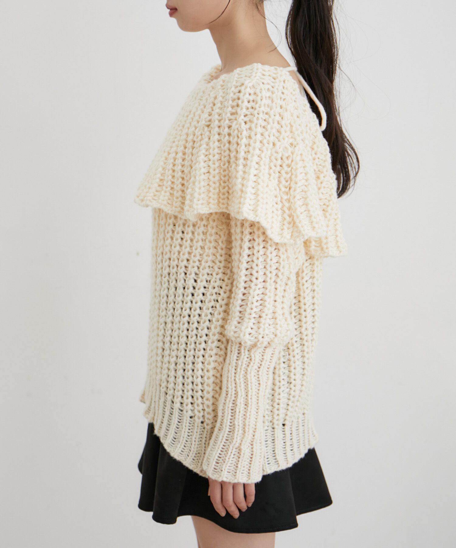 VIS「ビッグカラーざっくりニットプルオーバー【WEB・アウトレット限定】」|ニット・セーター|