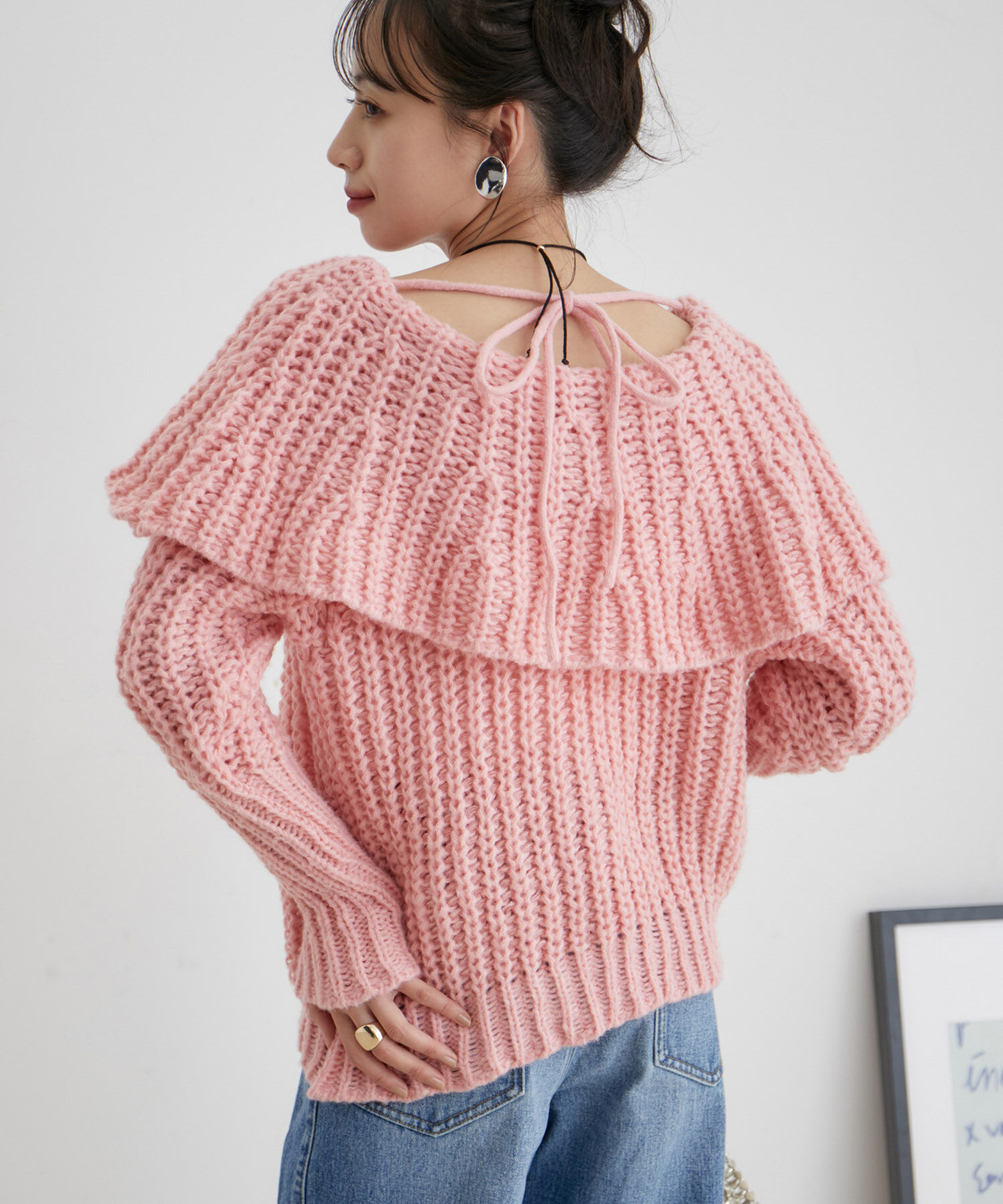 VIS「ビッグカラーざっくりニットプルオーバー【WEB・アウトレット限定】」|ニット・セーター|