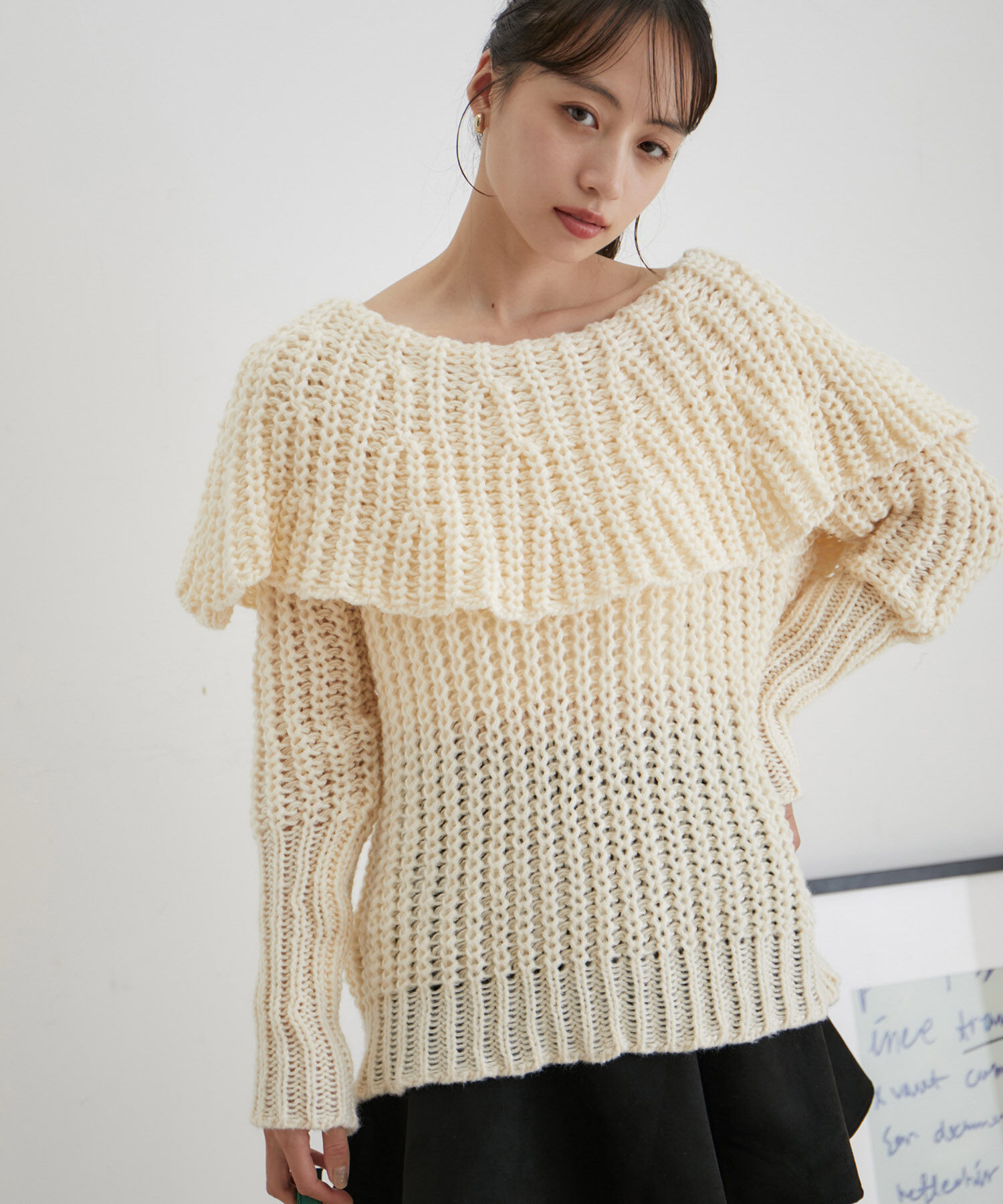 VIS「ビッグカラーざっくりニットプルオーバー【WEB・アウトレット限定】」|ニット・セーター|