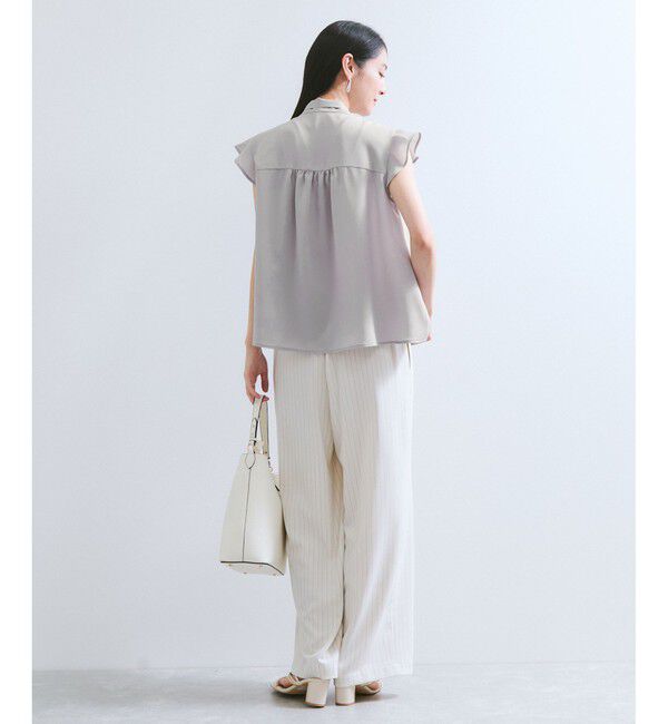 VIS「【WEB限定】【防シワ】フリルフレンチボウタイブラウス/通勤対応」|シャツ・ブラウス|