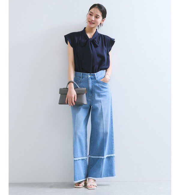 VIS「【WEB限定】【防シワ】フリルフレンチボウタイブラウス/通勤対応」|シャツ・ブラウス|