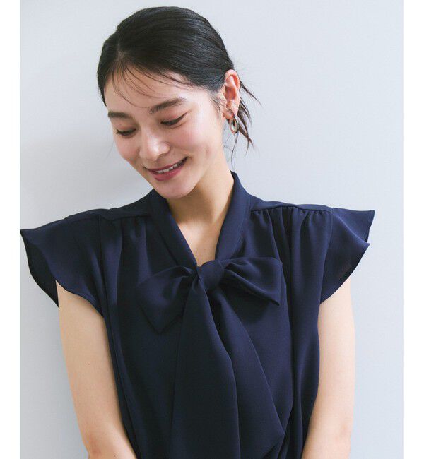 VIS「【WEB限定】【防シワ】フリルフレンチボウタイブラウス/通勤対応」|シャツ・ブラウス|