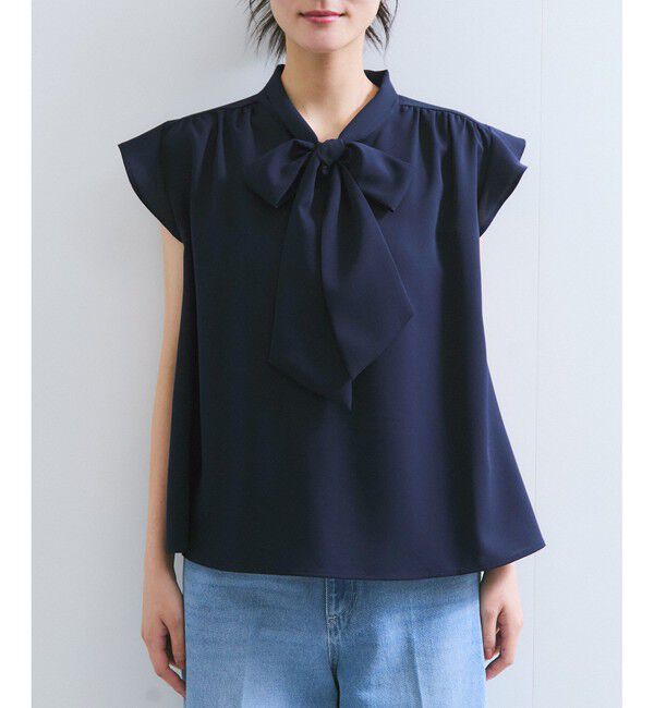 VIS「【WEB限定】【防シワ】フリルフレンチボウタイブラウス/通勤対応」|シャツ・ブラウス|