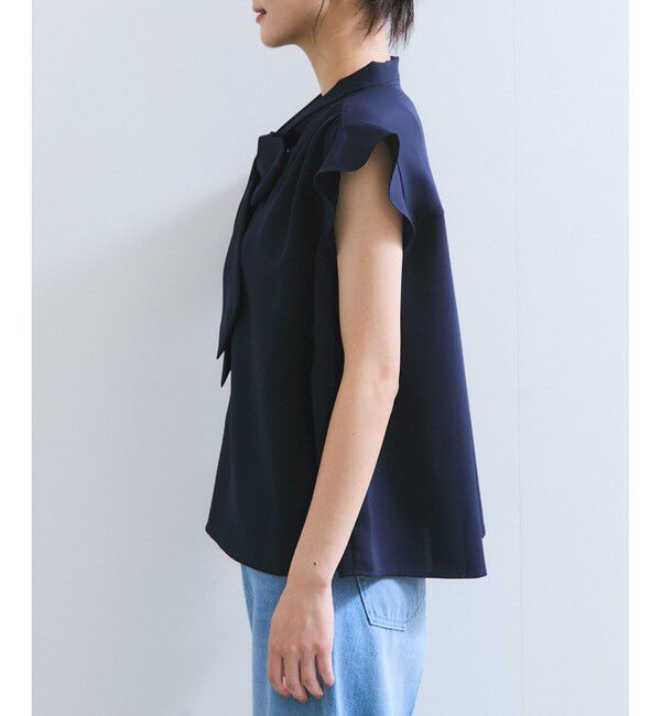 VIS「【WEB限定】【防シワ】フリルフレンチボウタイブラウス/通勤対応」|シャツ・ブラウス|
