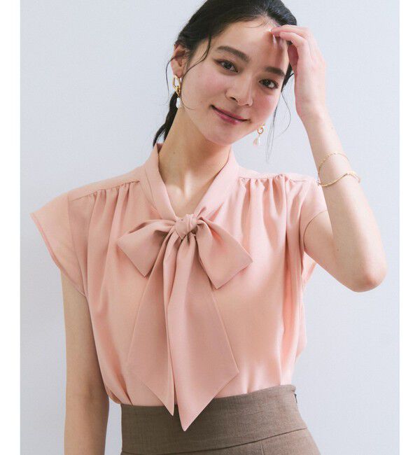 VIS「【WEB限定】【防シワ】フリルフレンチボウタイブラウス/通勤対応」|シャツ・ブラウス|