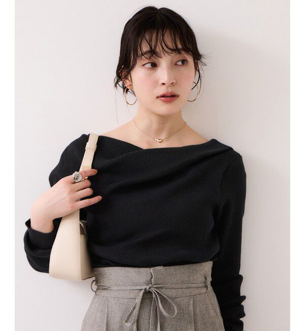 VIS「ドレープオフショルダーリブニット/イージーケア」|ニット・セーター|