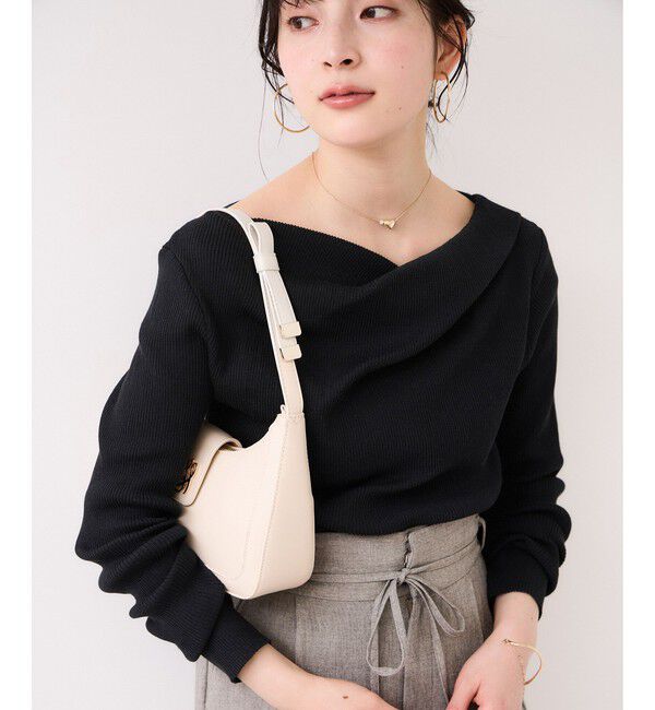 VIS「ドレープオフショルダーリブニット/イージーケア」|ニット・セーター|