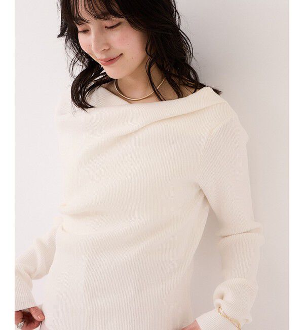 VIS「ドレープオフショルダーリブニット/イージーケア」|ニット・セーター|