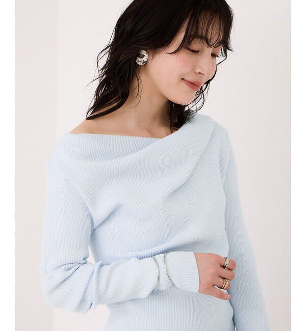 VIS「ドレープオフショルダーリブニット/イージーケア」|ニット・セーター|