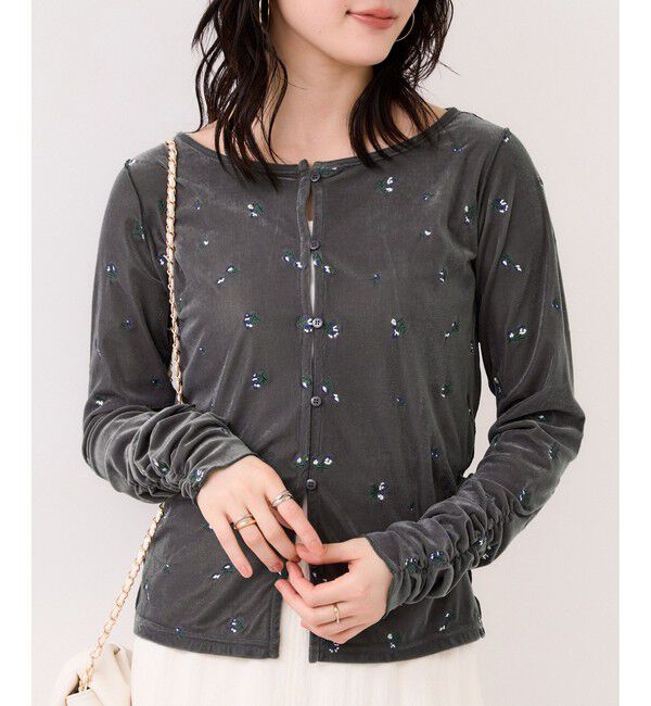 VIS「フロッキーチュール刺しゅうカーディガン/2WAY」|カーディガン|