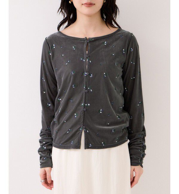 VIS「フロッキーチュール刺しゅうカーディガン/2WAY」|カーディガン|