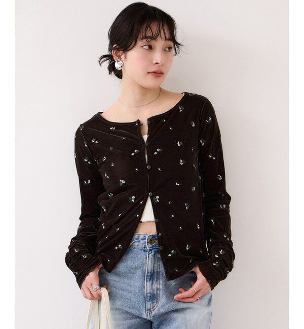 VIS「フロッキーチュール刺しゅうカーディガン/2WAY」|カーディガン|ブラウン(20)