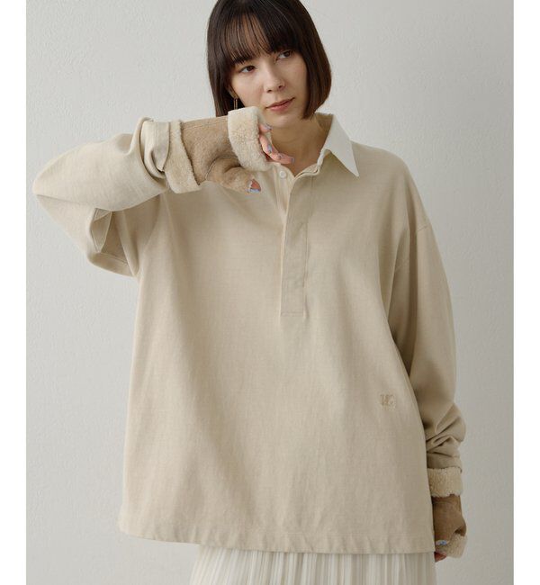  「刺繍ラガーシャツ」|Tシャツ・カットソー|ベージュ