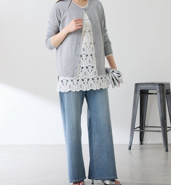  「レイヤード風クルーネックカーディガン」|ニット・セーター|