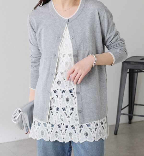  「レイヤード風クルーネックカーディガン」|ニット・セーター|