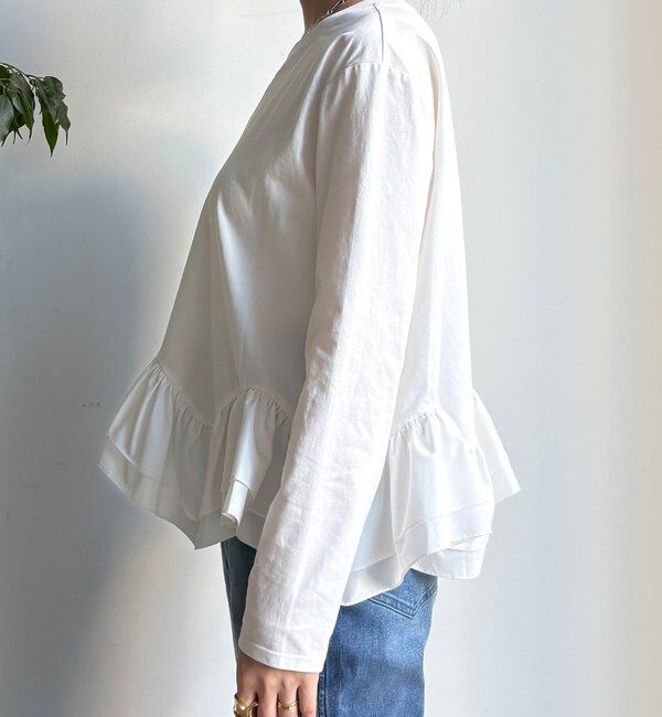  「裾異素材切替フリルカットソー」|Tシャツ・カットソー|