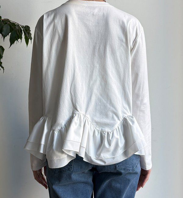  「裾異素材切替フリルカットソー」|Tシャツ・カットソー|