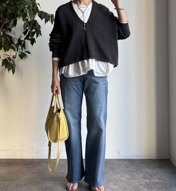  「裾異素材切替フリルカットソー」|Tシャツ・カットソー|