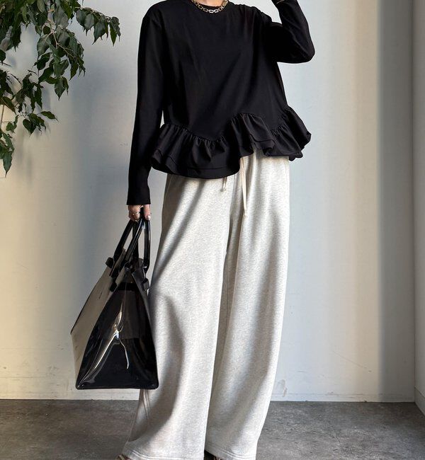  「裾異素材切替フリルカットソー」|Tシャツ・カットソー|