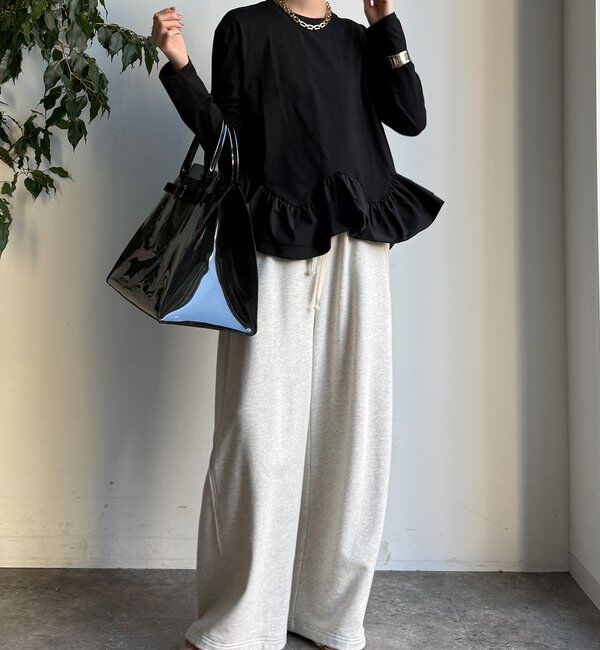  「裾異素材切替フリルカットソー」|Tシャツ・カットソー|