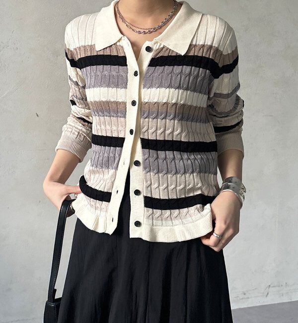  「【WEB限定】マルチボーダーポロニット」|ニット・セーター|