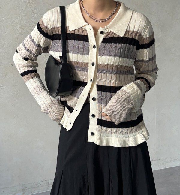  「【WEB限定】マルチボーダーポロニット」|ニット・セーター|