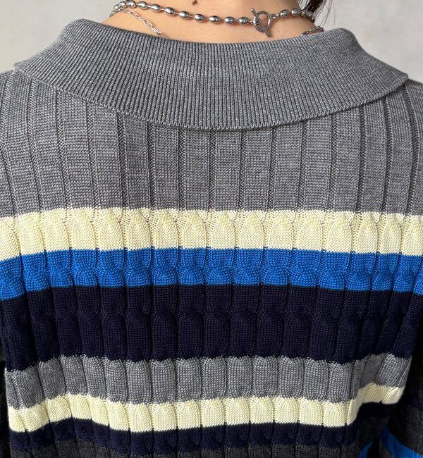  「【WEB限定】マルチボーダーポロニット」|ニット・セーター|