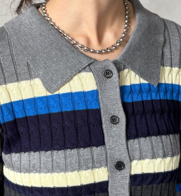  「【WEB限定】マルチボーダーポロニット」|ニット・セーター|