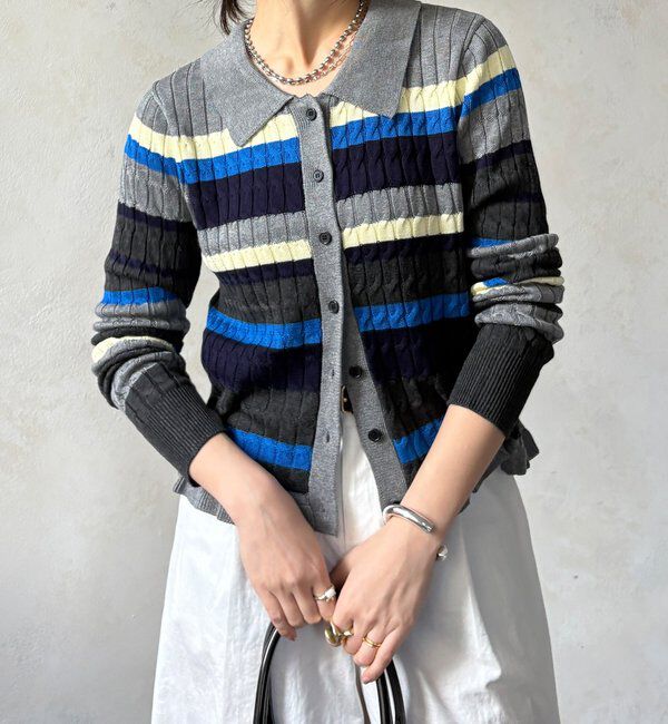  「【WEB限定】マルチボーダーポロニット」|ニット・セーター|