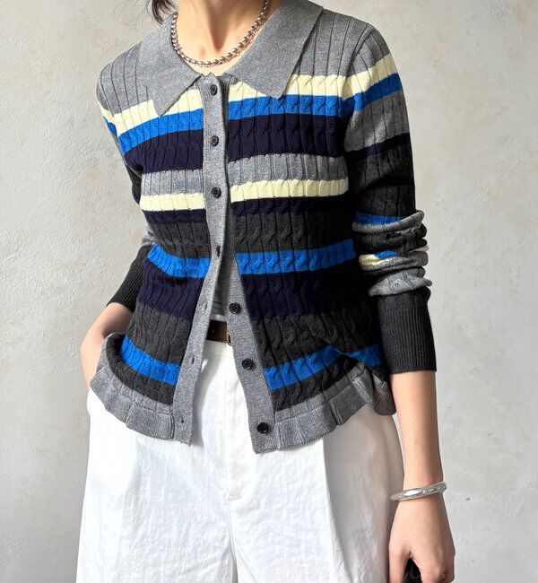  「【WEB限定】マルチボーダーポロニット」|ニット・セーター|