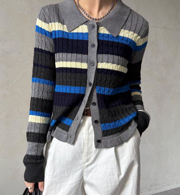  「【WEB限定】マルチボーダーポロニット」|ニット・セーター|